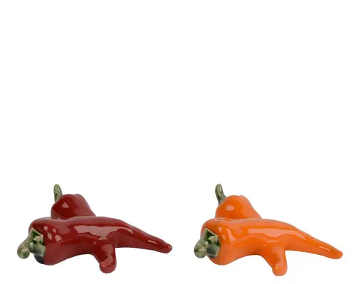 Extérieur adapté：Poivron décoratif en porcelaine colorée - 12,5 x 12,5 x H 4 cm