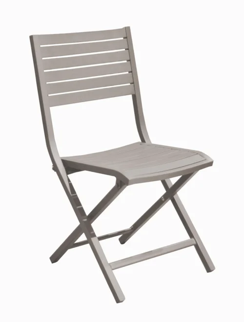 Pour un jardin bien équipé:Chaise Canna empilable coloris beige en aluminium - 46 x 87 x 53 cm