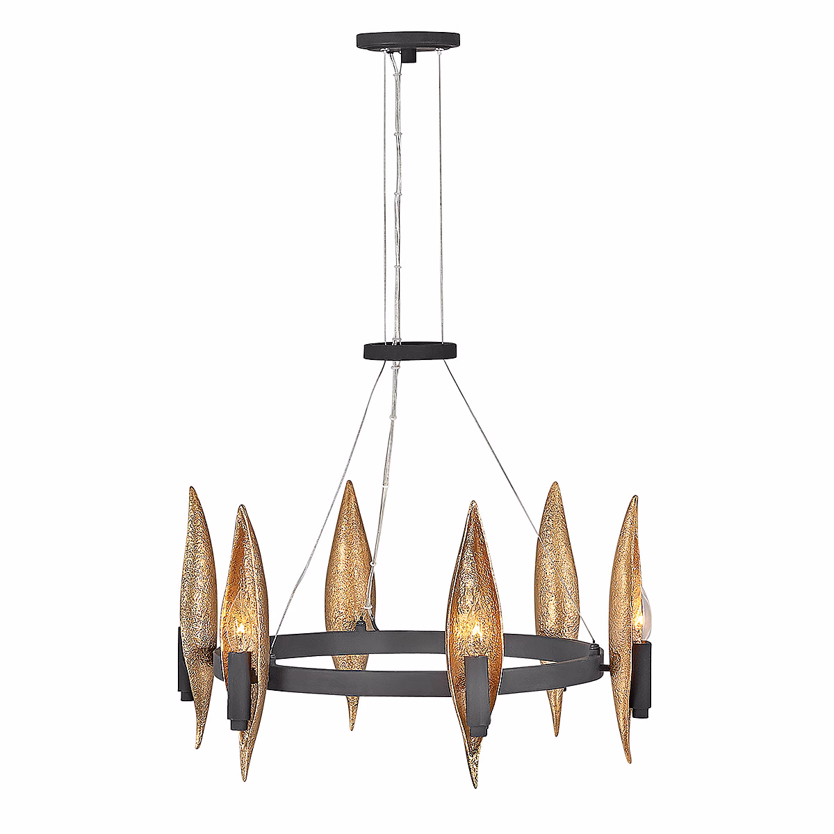 Luminaire et éclairage intérieur – Elstead Hinkley Willow Plafonnier suspendu cylindrique noir de carbone avec or de luxe