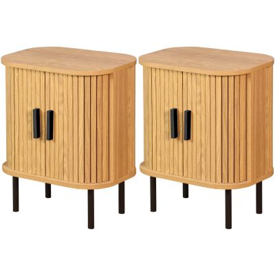 Table de nuit en bois et métal à lamelles Kyoto (Lot de 2)