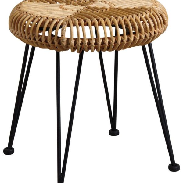 Tabouret soleil en rotin naturel