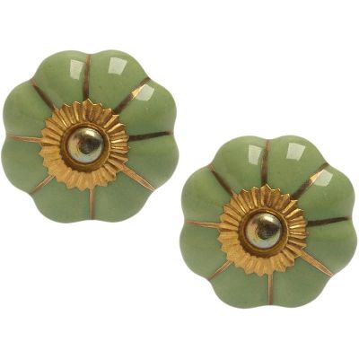 Boutons de porte classique pour meubles fleur (Lot de 2) (Vert)