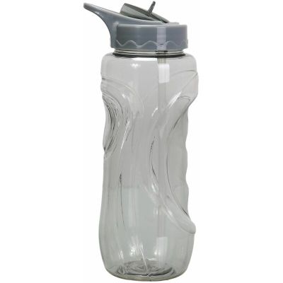 Gourde de sport bouchon avec paille 900 ml (Gris)