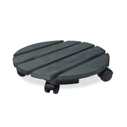 Le compagnon du jardin：Roule-plante rond en bois gris anthracite Louis Moulin Basics - Ø 37,5 cm