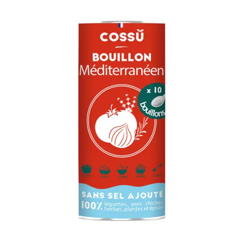 Pratique dehors：Bouillon déshydraté méditerranéen bio Cossû x 10 - 40 g