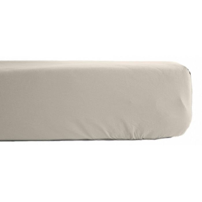Drap housse percale pur coton peigné longues fibres 80 fils/cm² avec bonnet de 35 cm Vent du sud – 160 × 200, Ivoire