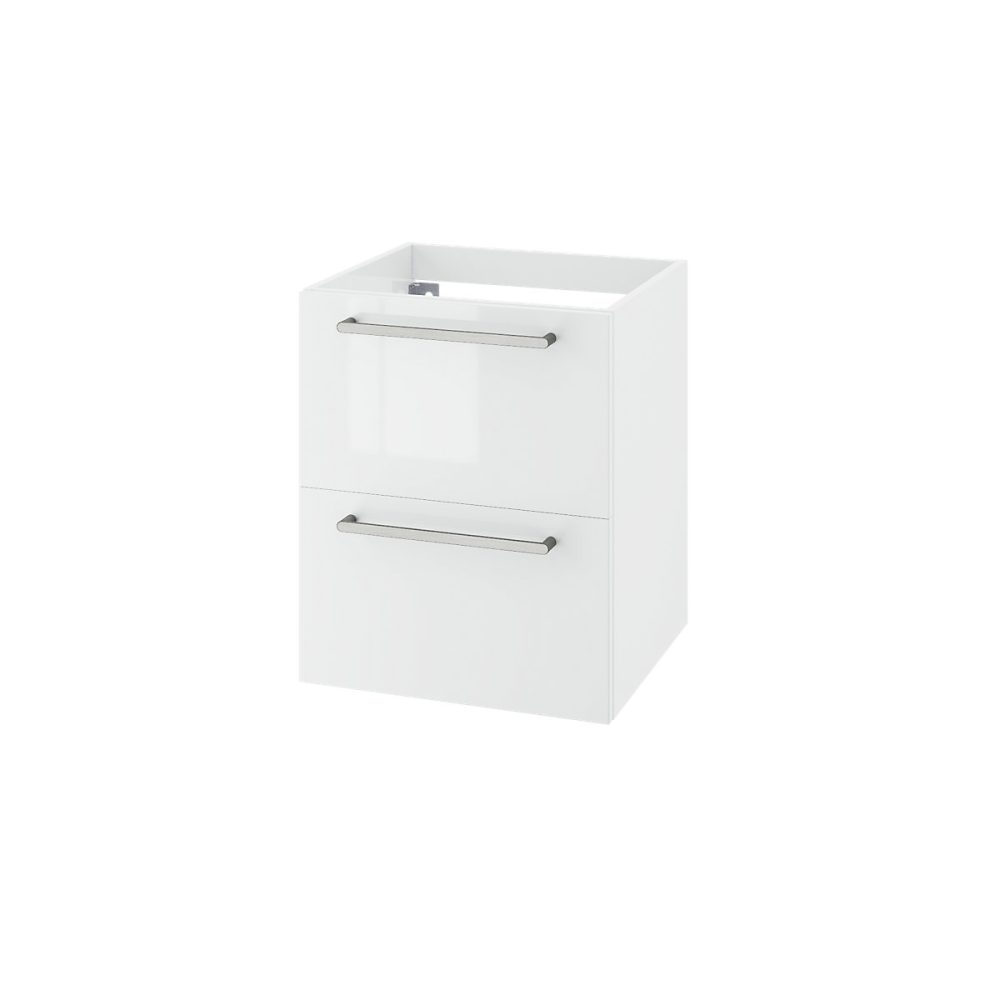Meuble sous vasque suspendu blanc brillant 2 tiroirs l.50 x H.60 x P.45 cm GoodHome Imandra – Réf. JZBPQGSBM6650729397