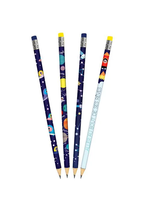 Plaisir dehors:Set de 4 crayons cosmos Cartesdart