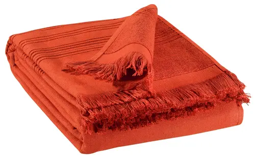 L’essentiel pour l’extérieur：Drap hammam en coton coloris marmelade Vivaraise Cancun - 90 x 180 cm