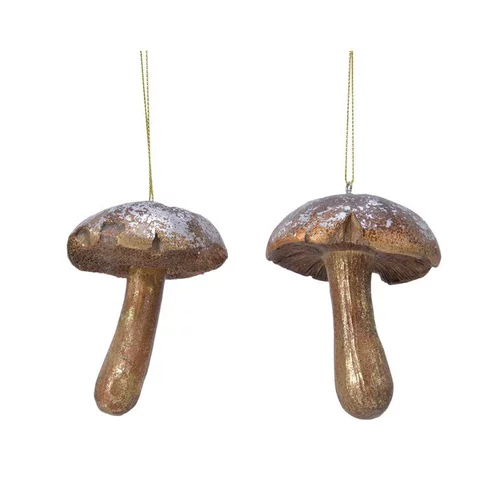 Pour vos besoins extérieurs：Champignon à suspendre en polyrésine coloris or - 9 cm