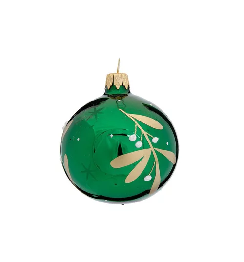 Idée pratique：Suspension boule décorative coloris vert en verre traditionnel - Ø 7 cm