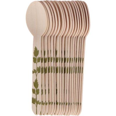 Couverts en bois 100% compostable Herbe (Cuillères à soupe Lot de 20)