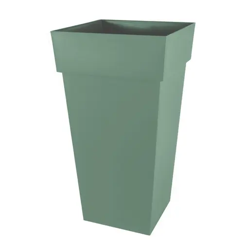 Utile dehors：Pot haut carré en polypropylène vert laurier Eda Toscane 98 L - 43,3 x 43,3 x 80,5 cm