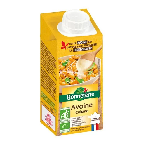 Une idée maline pour l’extérieur：Lait végétal avoine cuisine bio Bonneterre - 20 cl