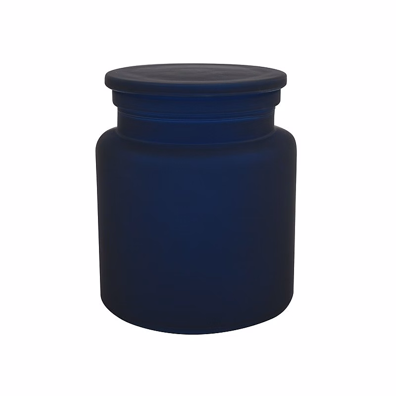 Boîte et support de rangement de salle de bains – Boite à cotons Verre YOKO Bleu Foncé Spirella