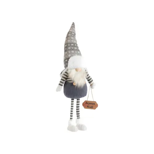 Jardin accessoire:Gnome gris et blanc debout avec pancarte grand modèle - 79 cm