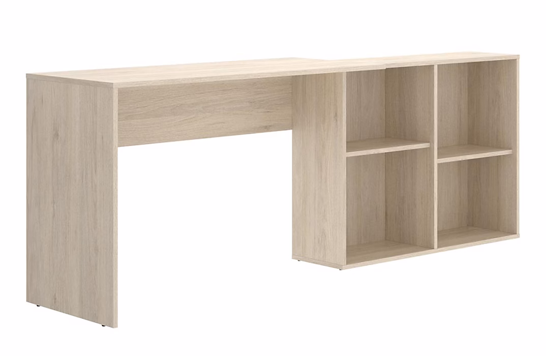 Bureau avec rangement coloris naturel – Longueur 120.6 x Profondeur 95.5 x Hauteur 73.6 cm