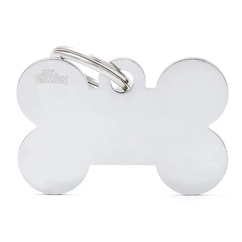Jardin bien-être：Médaille basic grand os pour chien en laiton argenté