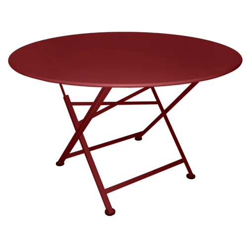 Pour créer votre univers jardin：Table pliante Cargo coloris rouge en acier Fermob - Ø 117 cm