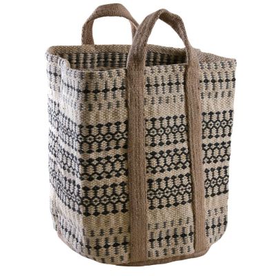 Corbeille en toile de jute épaisse Afriqua (Crème et noir)