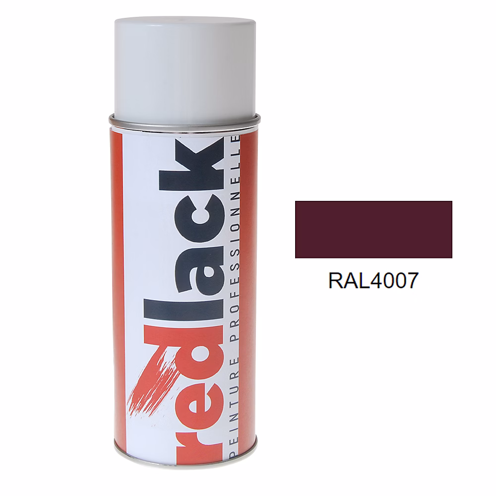 Bombe de peinture Aérosol – spray, 400ml, RAL 4007 Violet pourpre, Mat, multisupport, Redlack, RAL4007