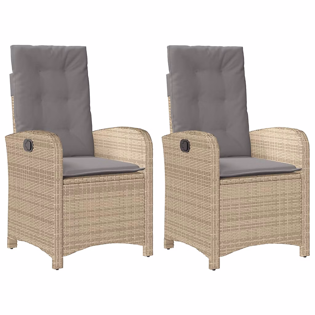Chaises inclinables jardin lot de 2 et coussins résine tressée vidaXL – Réf. GBJMLBSZR9254346916