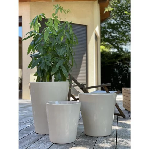 Jardin et idées:Pot coloris beige en terre émaillée Sydney - Ø 25 cm