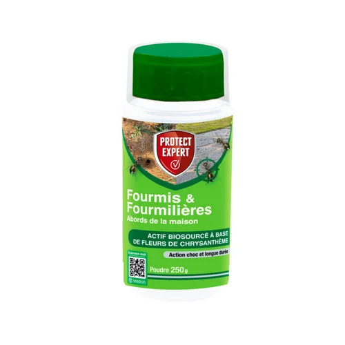 Extérieur solution：Biocide anti-fourmis et fourmilières au pyrèthre végétal en poudre Protect Expert - 250 g