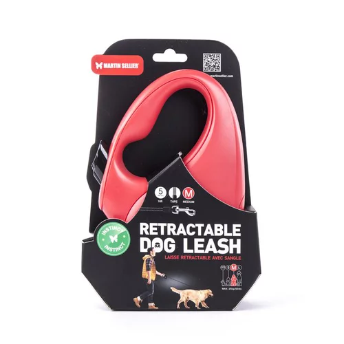 Pour vos espaces verts：Laisse rétractable rouge Instinct Sangle - taille M