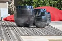 Essentiel maison：Pot inca de 20,8 L en terre émaillée coloris noir Ø 29 x 35 cm
