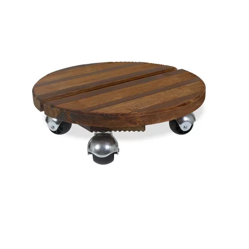 Un choix pratique pour l’extérieur：Roule plante en bois modèle petit rond marron Ø 30 cm
