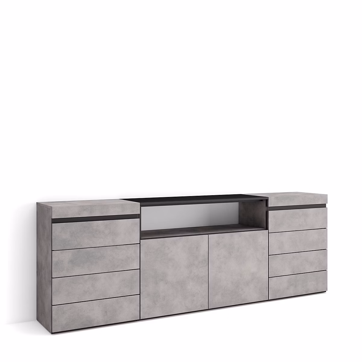 Commode buffet armoire 214 × 35 × 75cm couleur gris ciment