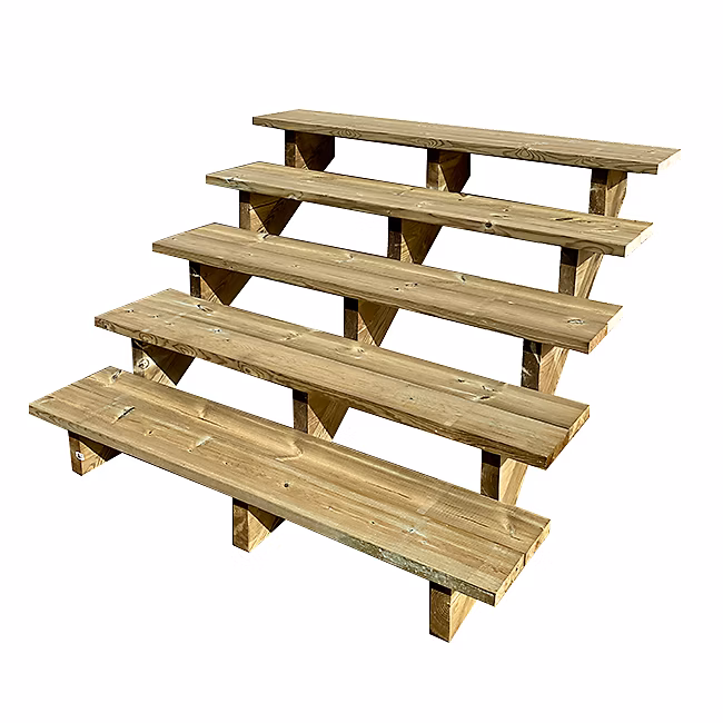 BERLIN Escalier extérieur bois 5 marches H 88cm L-120cm – sans contre marche