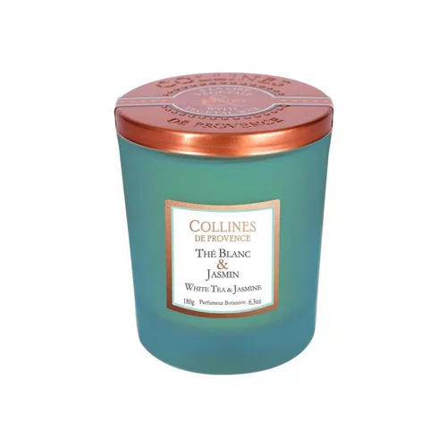 Jardin à découvrir:Bougie parfumée cire végétale senteur thé blanc jasmin Collines de Provence - 180 g