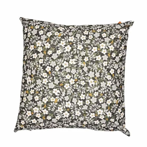 Essentiel pratique：Coussin décoratif carré Perceneige coloris vert en coton - 45 x 45 cm