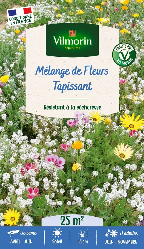Une solution adaptée à l’extérieur：Mélange de fleurs 25 m² tapissant et talus coloris multicolore Vilmorin jardin - 10 x 2,7 x 17,2 cm