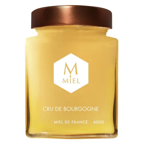 Jardin moderne：Miel cru de Bourgogne dans un pot en verre Hexagone - 400 g