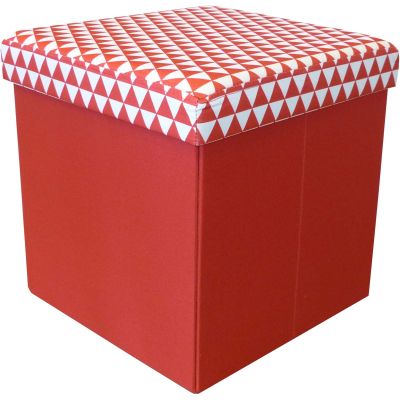 Pouf coffre carré pliable scandinave (Rouge)