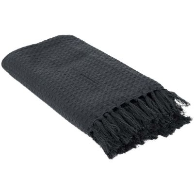 Jeté de canapé gaufré en coton 130 x 160 cm (Gris anthracite)