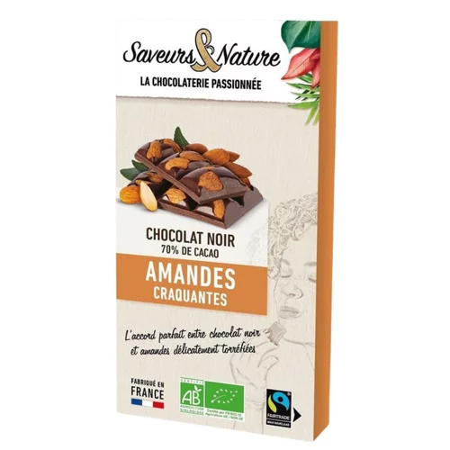 Moderne extérieur：Chocolat noir amandes entières bio Saveurs et Nature - 100 g