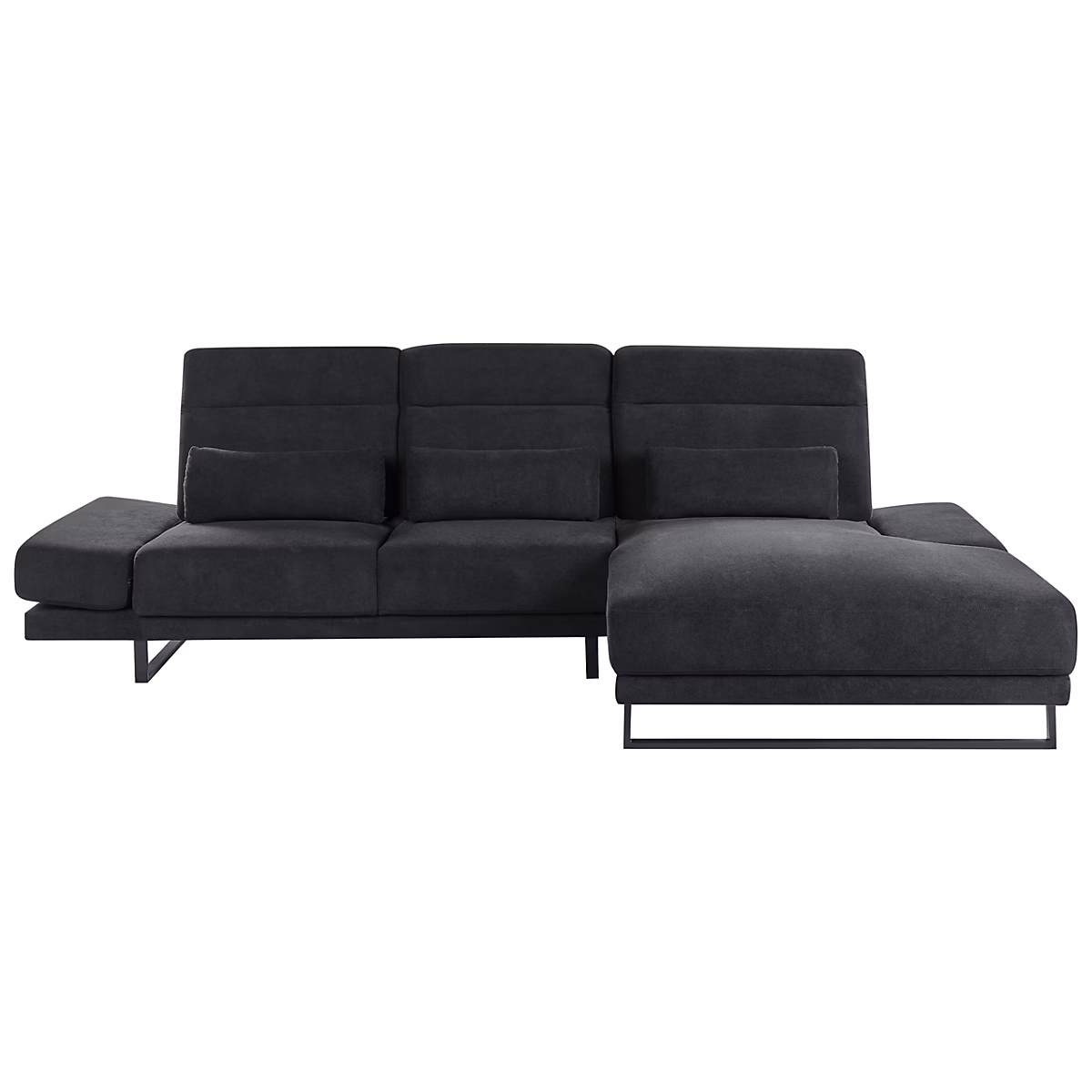 Canapé d'angle 4 places IKAST Tissu Noir Côté gauche | Canapé