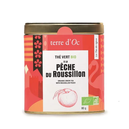 Choix pour le jardin:Thé vert bio pêche du roussillon Terre d'OC - 80 g