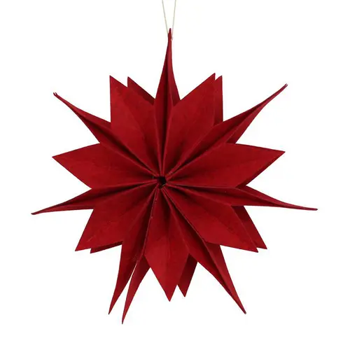 Sélection nature：Décoration à suspendre forme étoile en feutrine rouge - Ø 30 cm