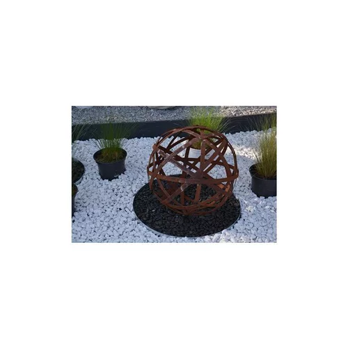 Solution au jardin:Sphère ajourée en métal effet rouille coloris marron Ø 40 cm