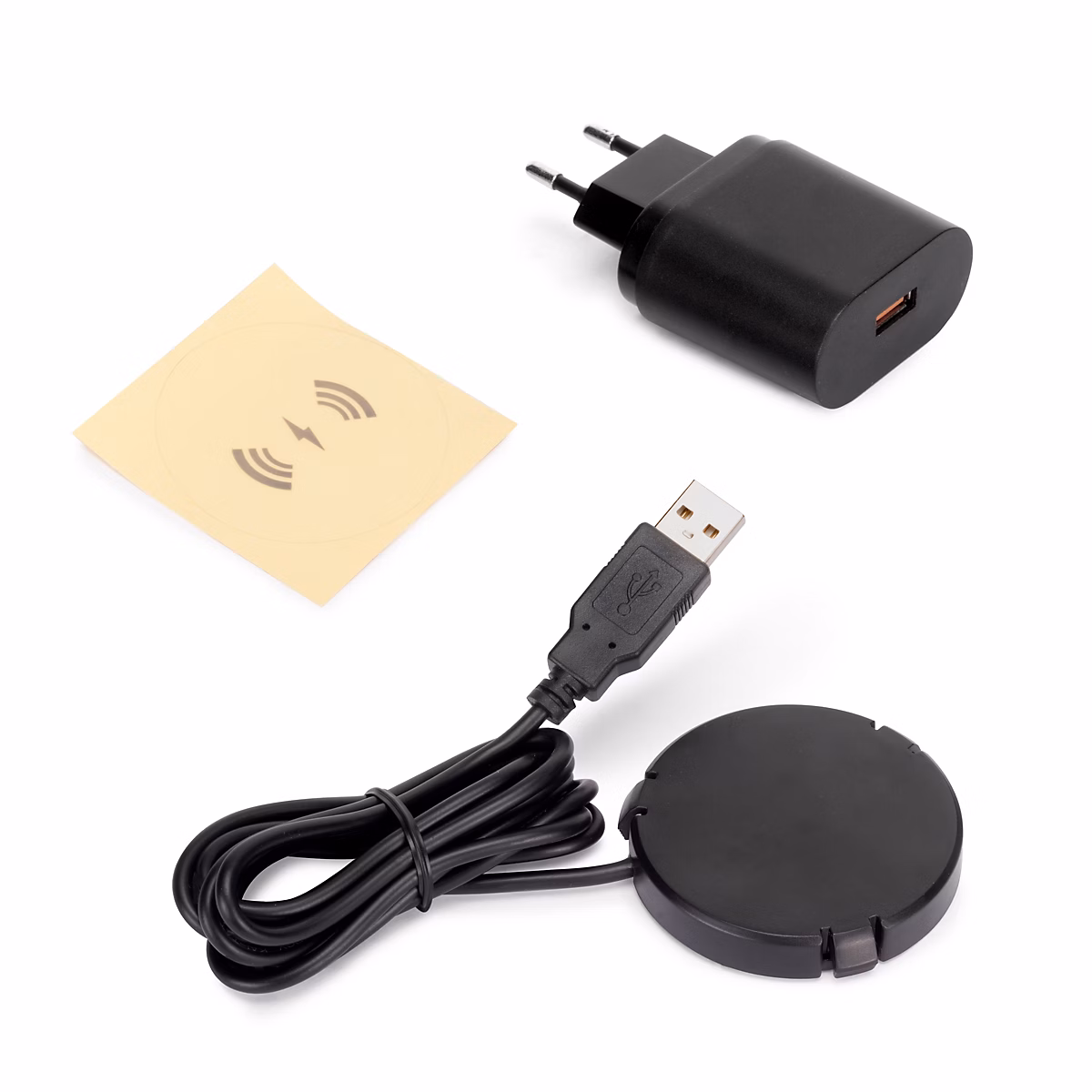 Emuca Chargeur sans fil caché pour mobile Airtop 2 – D60mm, 5V DC 2A (QI, 10W), Plastique noir, Plastique