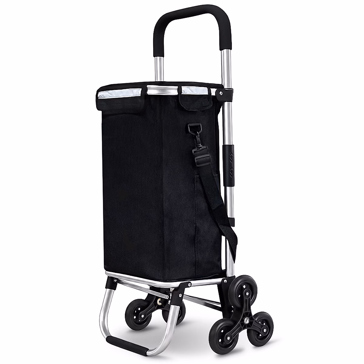 Chariot de courses pliable monte escalier aluminium avec sac isotherme noir VOUNOT – Réf. IZXWTGFWJ2018925104