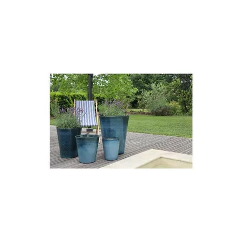 Choix extérieur：Pot Sydney de 29,7 L en terre émaillée coloris bleu Ø 37 x 44 cm