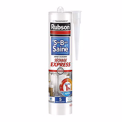 Mastic, cartouche joint et silicone – Mastic silicone transparent salle de bain saine séchage express 280 ml Rubson