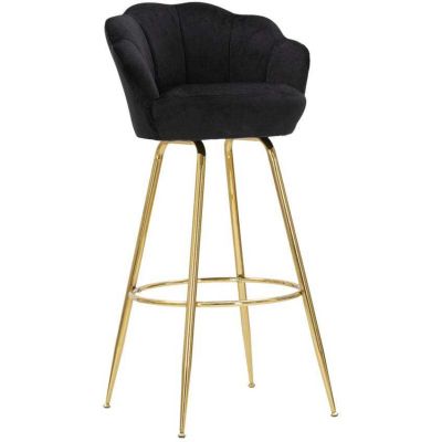 Fauteuil de bar en tissu et métal Vienna (Noir et doré)