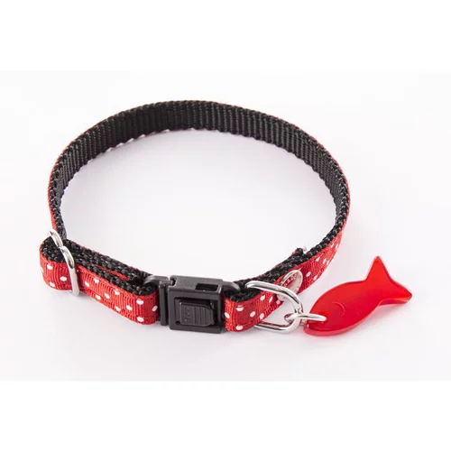 Une idée pratique pour l’extérieur：Collier pour chat rouge à pois blancs